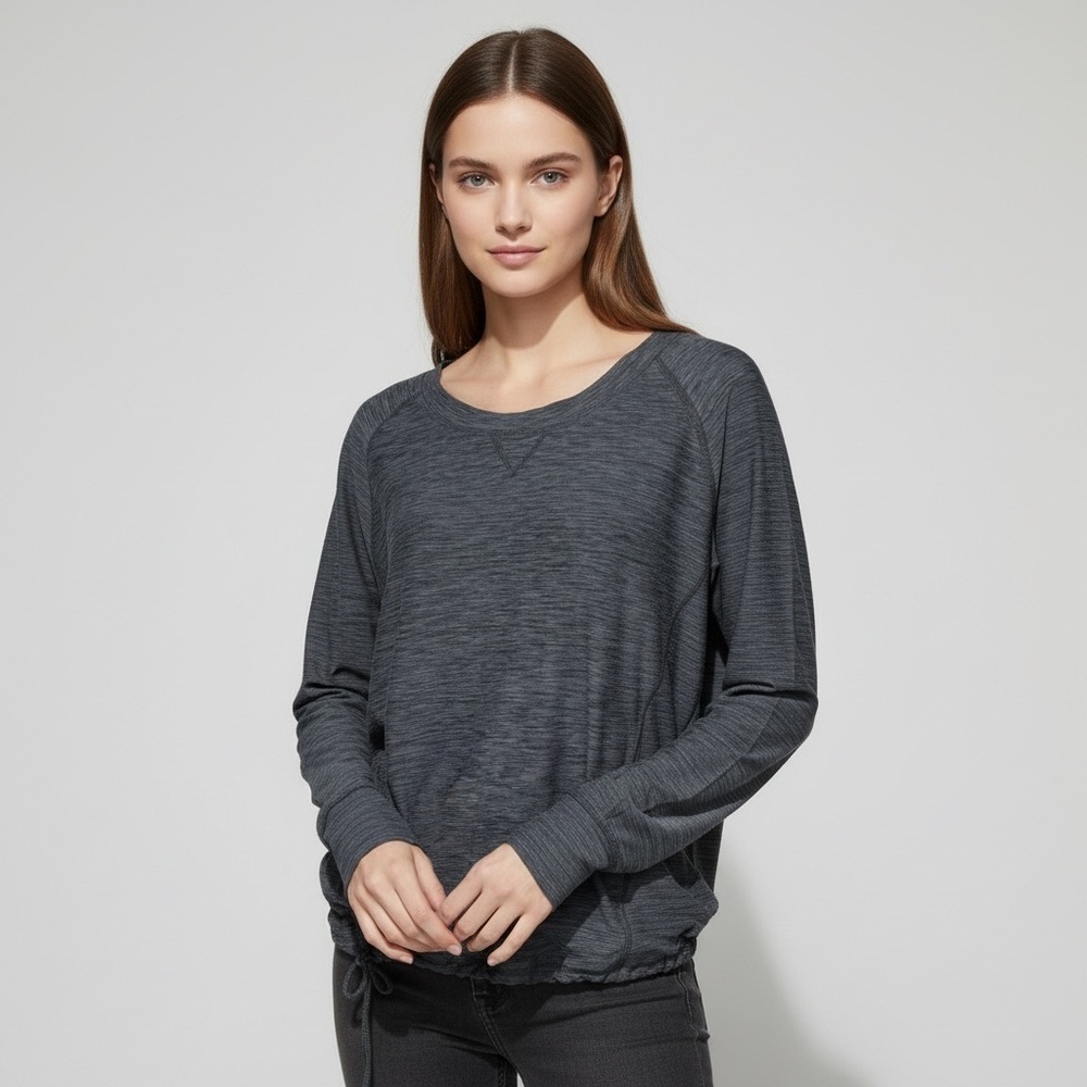 🌻prAna Phillipa Long Sleeve Athletic Top Charcoal Gray Stretch Yoga Women's Med